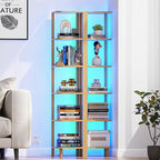 TUTOTAK Corner Shelf with LED Light, 6-Tier Corner Bookshelf - Image 5