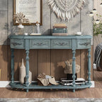 Retro Curved Console Table, Antique Blue - Image 3