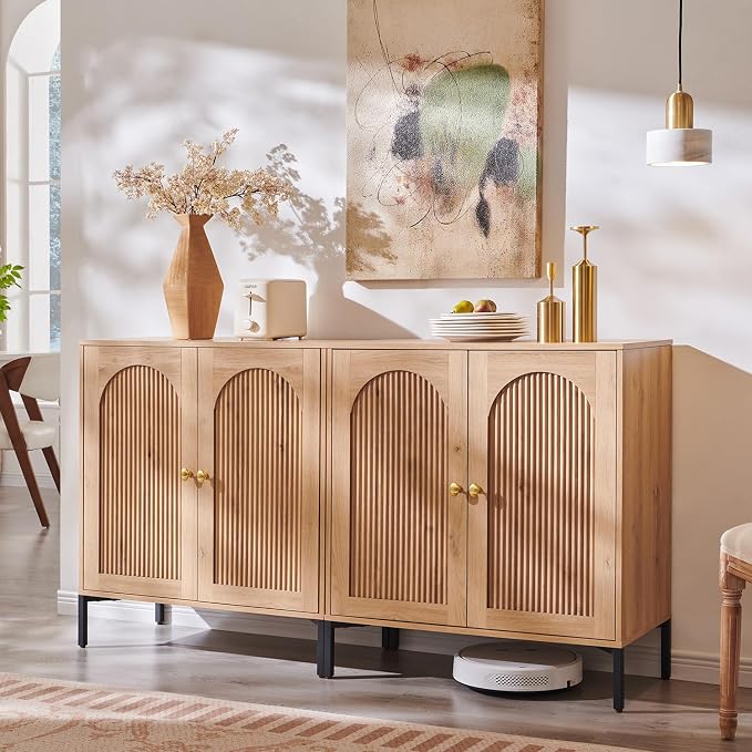 IFBUY Modern Sideboard Buffet Cabinet, 61.75" W Fluted Arched Buffet Cabinet by IFBUYFarmhouseFurniture