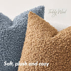 Faux Fur Throw Pillow Covers 18x18 Inch Set of 2 Boucle Neutral Decorative - Image 3