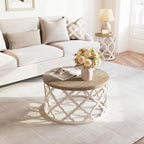 Farmhouse Coffee Table, French Country Round Coffee Table, Coastal Coffee Table - Image 5