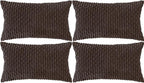 Set of 4 Dark Brown Decorative Throw Pillow Covers 12x20 Inch Corduroy Pillow by Cozoomy