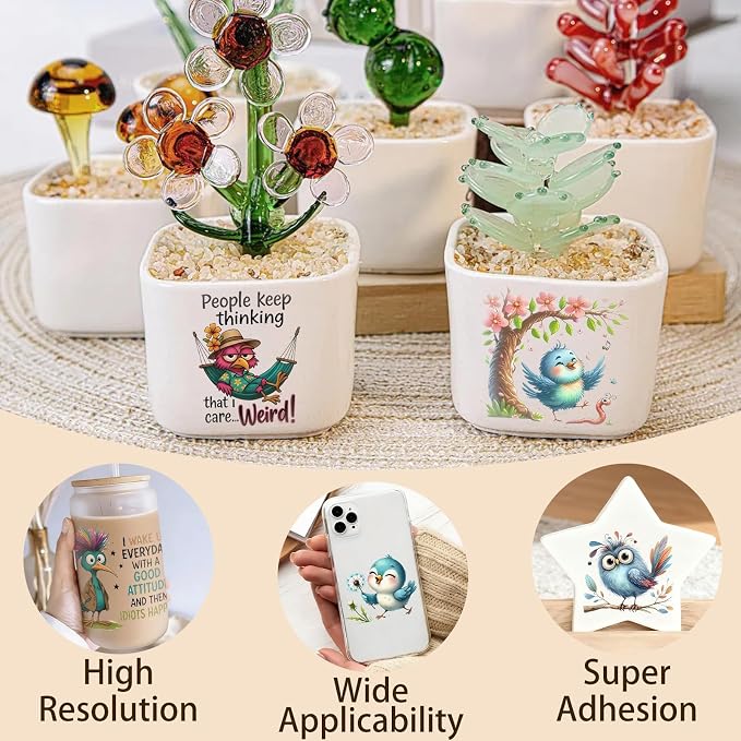 4 Sheets Rub on Transfers for Crafts, Funny owl Furniture Transfers for Wood - Image 4