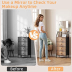 HIGDBFE 4-Drawer Dresser with Mirror, Vanity with 2-Tier Shelves, Fabric Chest - Image 3