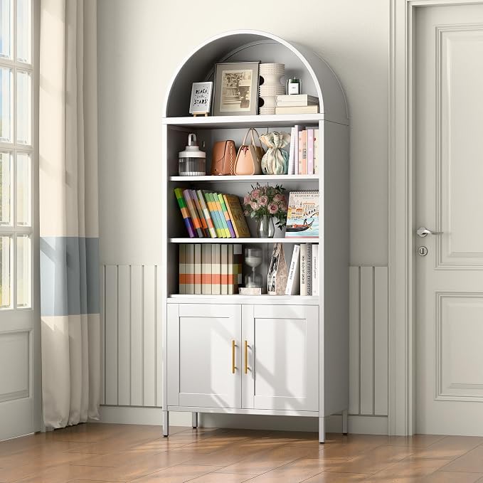 VEXPOR 73" Tall Metal Arched Bookcase - Image 9