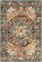 Yamaziot Washable Area Rug, 2x3 Small Boho Vintage Entryway Non-Slip Rug | - Image 2