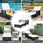COSTWAY PE Rattan Chaise Lounge Chair Armrest Recliner Adjustable Pillow Black - Image 5