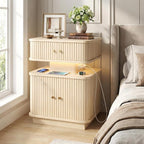 Nightstand with Charging Station, Modern Night Stand with Smart Led Light and 2 - Image 3