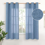 YoungsTex Blue Linen Curtains 63 Inches Long 2 Panels by YoungsTex