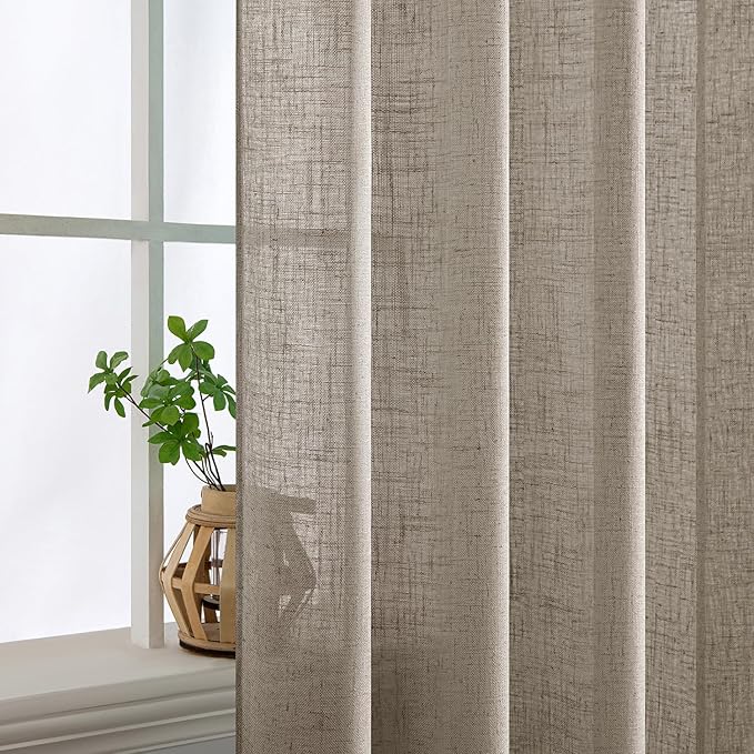 MIULEE Burlywood Birch Linen Curtains 52x96 Inch Long 2 Panels - Image 5
