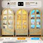 Arched Curio Cabinet with Glass Doors, 4-Tier Display Cabinet with 2 Drawers - Image 4