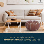 Marrakesh Gallery Genuine Leather Round Pouf Unstuffed - Image 4