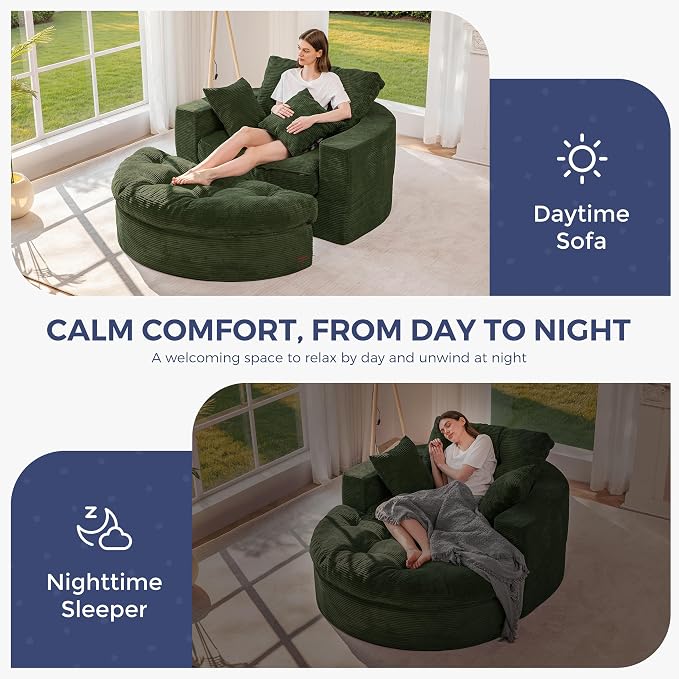 MAXYOYO Oversized Round Chaise Lounge Sofa, Upholstered Lounge Chair - Image 7