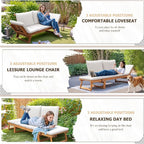 Devoko Outdoor Couch Acacia Wood Patio Couch - Image 4
