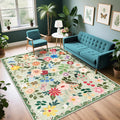 PLHXFR 6x9 Area Rug Living Room: Floral Washable Boho Soft Carpet Green | by PLHXFRSoftAreaRugs