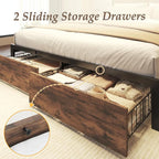 Lifezone Queen Bed Frame with 2-Tier Storage Headboard, Metal Bed Frame with - Image 6