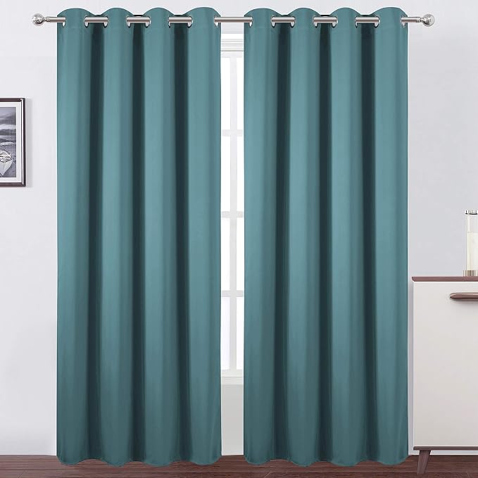 Blackout Curtains 66 x 84 inch/Sea Teal Curtains Set of 2 Panels/Thermal by Lemomo