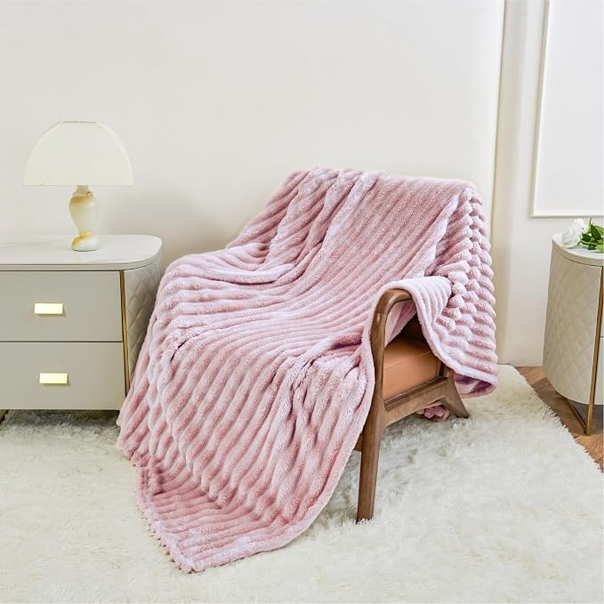 Aganear Fluffy Throw Blanket for Couch Sofa 50"x60" Coral Pink | Lightweight - Image 3