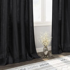 Black Semi Sheer Curtains 108 Inches Long 2 Panels Set Back Tab Loop Pocket - Image 6