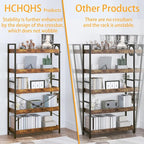 HCHQHS 5 Tier Bookshelf, Adjustable Industrial Bookcase, Vertical Tall Book - Image 6