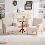 HUIMO Linen Fabric Accent Chairs Set of 2, Mid-Century Modern Armchair - Image 7