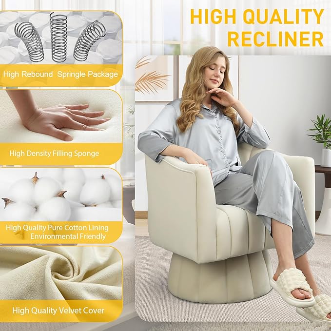 Dewhut Swivel Accent Chair, 360° Swivel Barrel Chair - Image 4