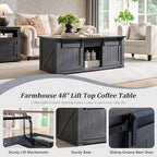 IFGET Farmhouse Furniture Set of 3, Includes 48" Lift Top Coffee Table - Image 3