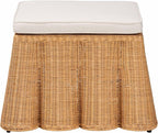 Bali & pari Palm Bohemian Honey Scallop Rattan Ottoman - Image 4