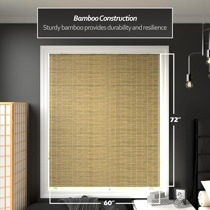 Red Lantern Burnt Bamboo Cordless Window Shade - Image 2