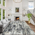 5x7 Area Rugs for Living Room: Washable Abstract Black Grey Gold Carpet | by GENTDRIZZ