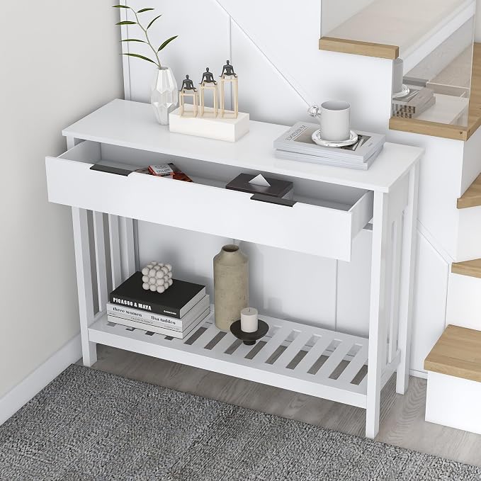TaoHFE White Narrow Console Table - Image 4