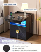 Nightstands Set of 2 with Gun Drawer, Bedside Table with 3-Color LED Lights & - Image 8