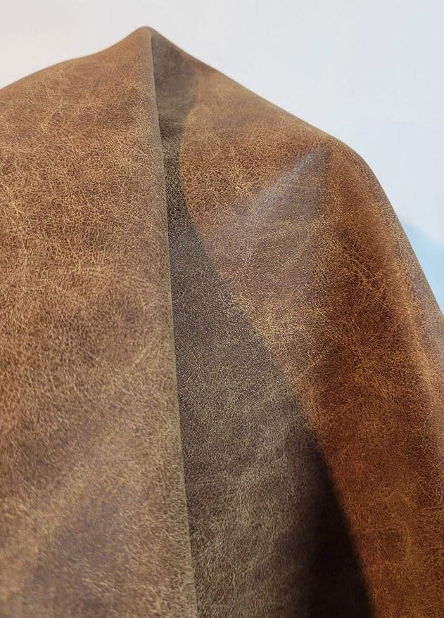 Acorn Medium Brown Distressed Soft faux Vegan PU {Peta Approved Vegan} Leather - Image 4