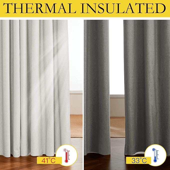 NICETOWN 100% Blackout Linen Curtains - Image 5