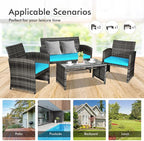 Goplus 4-Piece Rattan Patio Furniture Set, Outdoor Wicker Conversation Sofa - Image 8