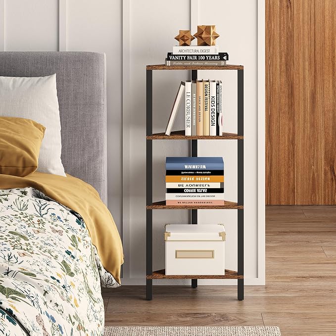 TUTOTAK Corner Shelf, 4-Tier Corner Bookshelf by ChoosetutotakFurnitureBuildYourCozyHome