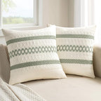 MIULEE Set of 2 Sage Green Boho Decorative Pillow Covers 16x16 Inch | Farmhouse by MIULEE