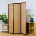 3 Panel Bamboo Room Divider Screen, 5.6 FT Tall Bamboo Divider Folding Panel by PawlaBay
