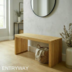 Bamboo Natural 36 inch Wooden Bench, Small Wood Benches - Image 2