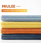 MIULEE Soft Corduroy Decorative Throw Pillow Covers Blue-Orange 20x20 | Set of 4 - Image 7