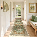 RELEANY Washable Area Rug, Runner 3'x9', Brick/Brown/Green | Non-Slip, Water - Image 2