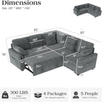 Ihanherry 83-inch 5-Seater Large Sectional Sofa Bed - Image 2