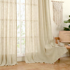 95 Inch Long Semi Sheer Linen Curtains - Image 9