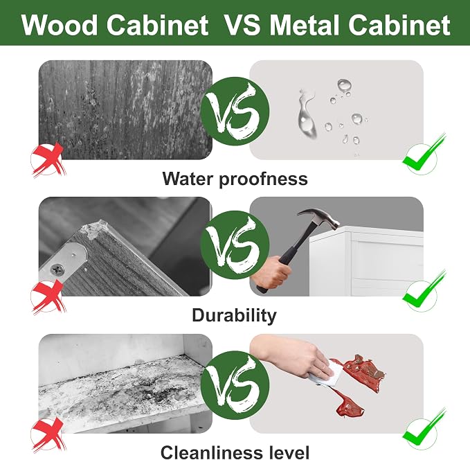 Ckzbx Tall Narrow Storage Cabinet 66.93" H Tall Bathroom Cabinet Metal Pantry - Image 8