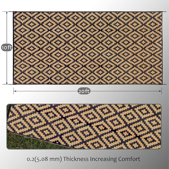 SAND MINE Reversible Mats, Plastic Straw Rug, Modern Area Rug, Large Floor Mat - Image 2