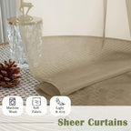 Taupe Sheer Curtains 90 Inches Long 2 Panels Set, Living Room Curtains - Image 8