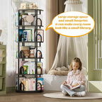 Aheaplus 5 Tier Rotating Bookshelf Tower, 360 Display Spinning Bookcase - Image 5