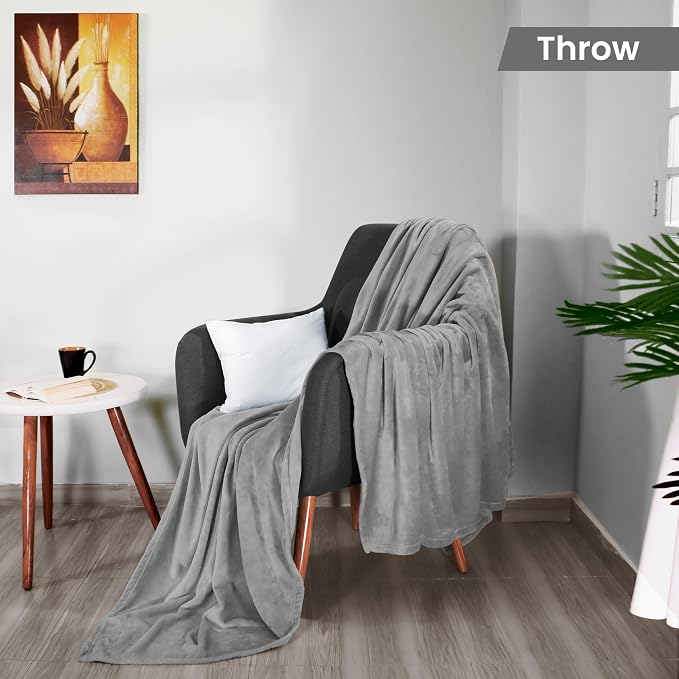 Utopia Bedding Soft Fleece Bed Blanket Throw Size Ash Grey | Microfiber Plush - Image 2