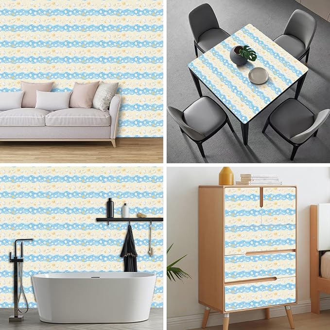 HOMETITUTE Starfish and Seashell Pattern Wallpaper Peel and Stick Self Adhesive - Image 4