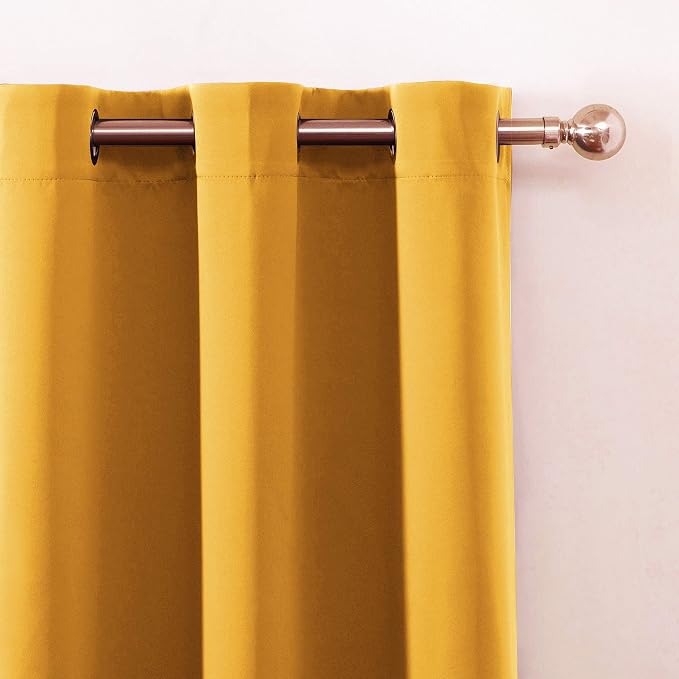 Yellow Blackout Curtains 34 x 84 Inches Long/Set of 2 Curtain Panels/Thermal - Image 6